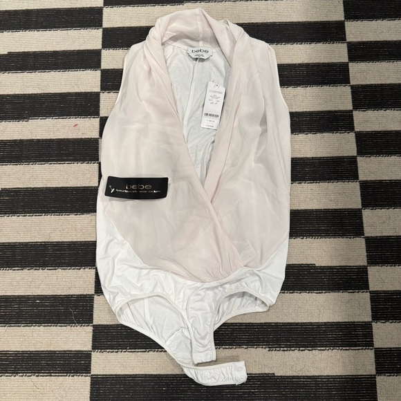 Bebe White and Cream Silk Wrap Bodysuit - Picture 1 of 7